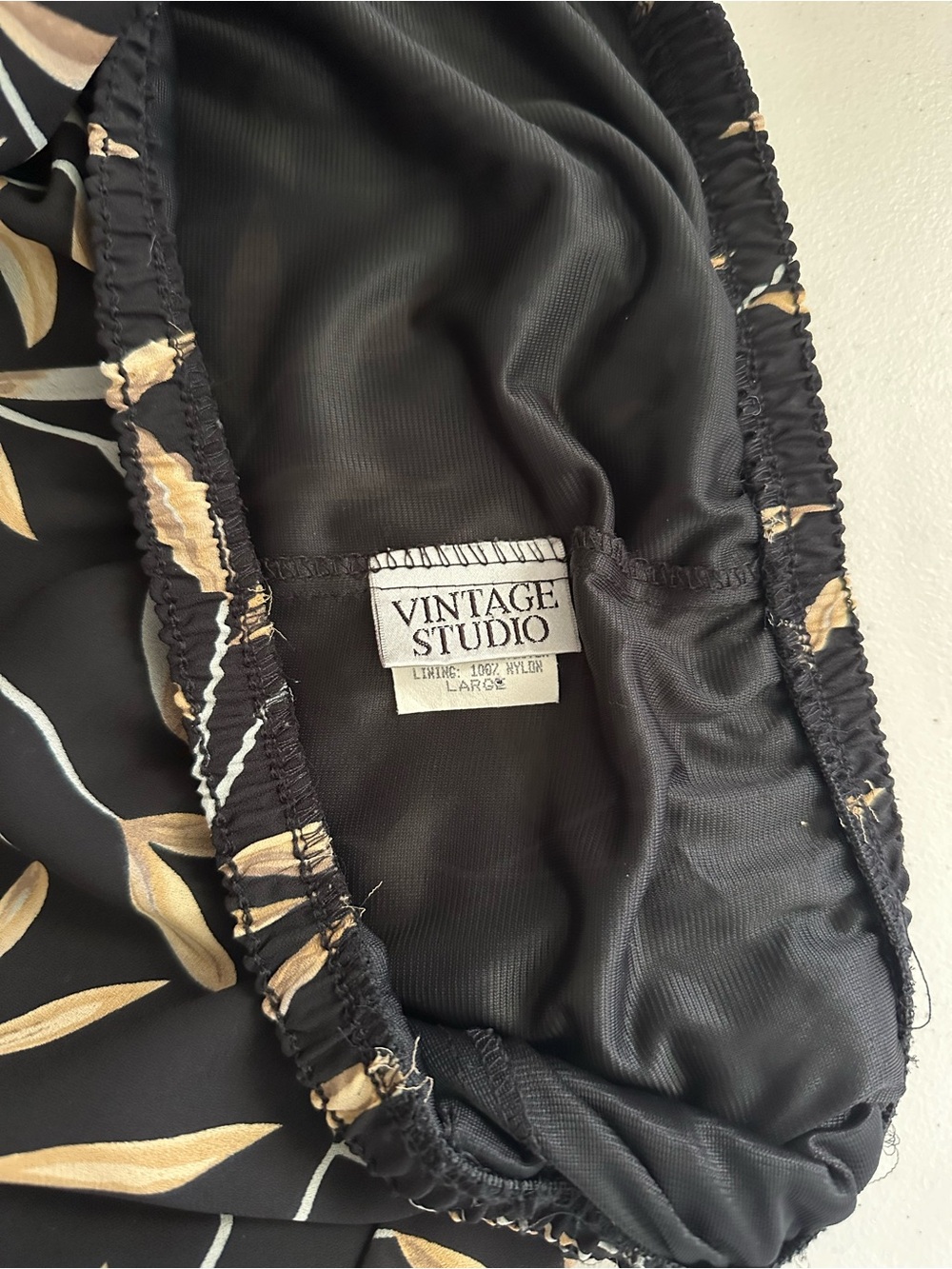 Vintage 90s Black Mesh Maxi Slip Skirt Leaf Print Size Large Boho Soft Grunge - Picture 5 of 9